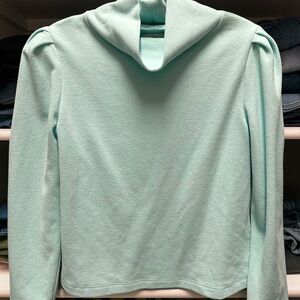 Dudley Stephens Palmer Puff Sleeve Turtleneck in Mint
